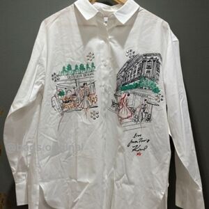 Karl LAGERFELD White Graphic WOMEN'S Shirt